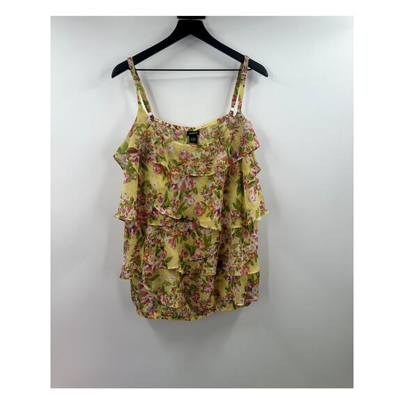 Torrid Yellow Floral Tiered Ruffle Tiered Boho Peasant Tank Top Size 4X - Picture 1 of 10